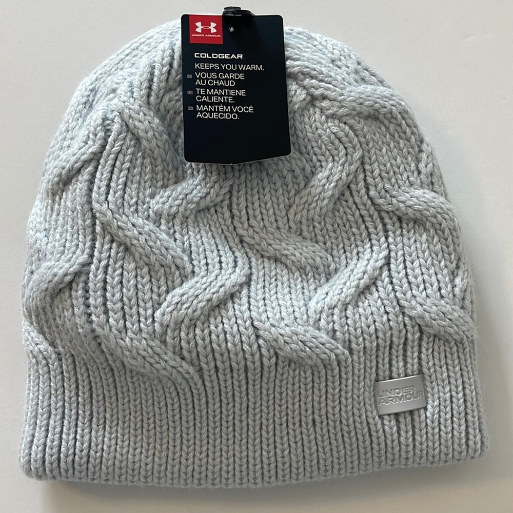 Under Armour UA Around Town Cable Knit Beanie Blue Gray